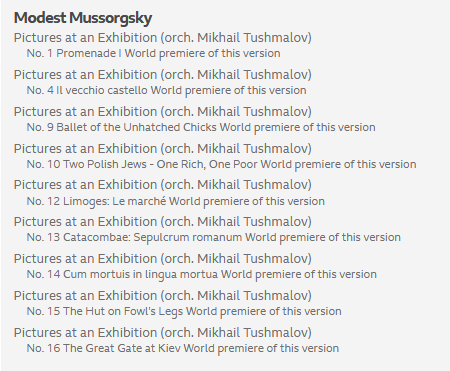 myaskofiev's tweet photo. From Prom of 7 Sept 1916.
This was the first ever orchestral version of 'Pictures'. But, it was 'not' the World premiere. Tushmalov (1861-96) was a student of Rimsky-Korsakov, who in 1891 conducted it in concert. Moreover, Rimsky, at the very least, had a hand in the preparation. https://t.co/A2QVzeLU2R