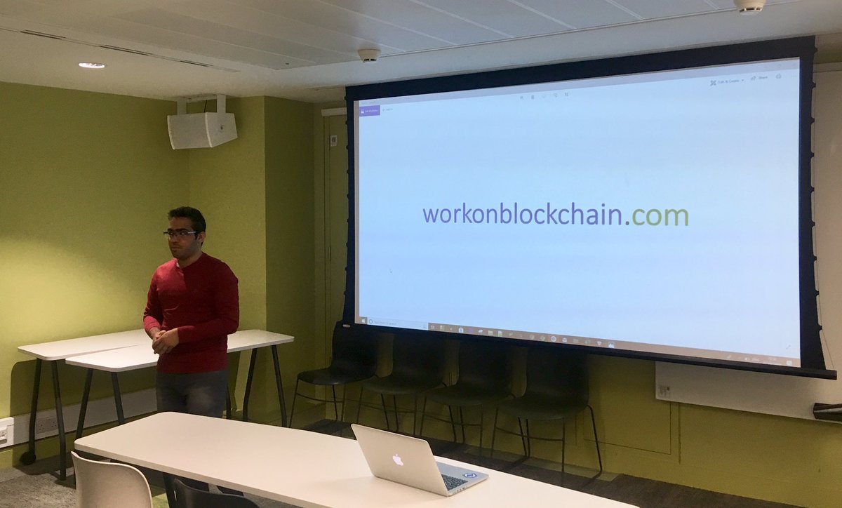 ctnimmo's tweet photo. @work_blockchain @ali2251 presenting #UpgradableSmartContracts on #Ethereum I think everyone’s going to enjoy today’s presentation, mainly because it’s very hands on. Ali will also step through various his own pattern presented during @ethereum #Devcon4. #AliAzamUpgrade. https://t.co/IjwW11g9ae