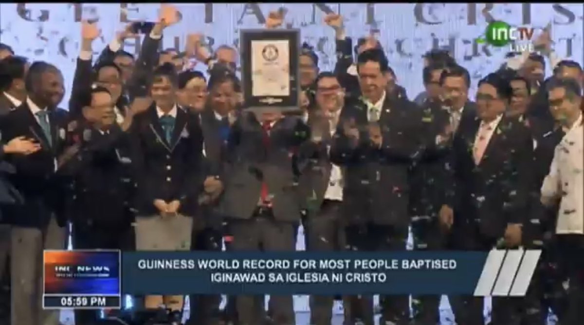 muriel_mina's tweet photo. New Guinness World Record: MOST PEOPLE BAPTISED IGLESIA NI CRISTO #INCGrandBaptism2019 https://t.co/6RU0wrSg6Z