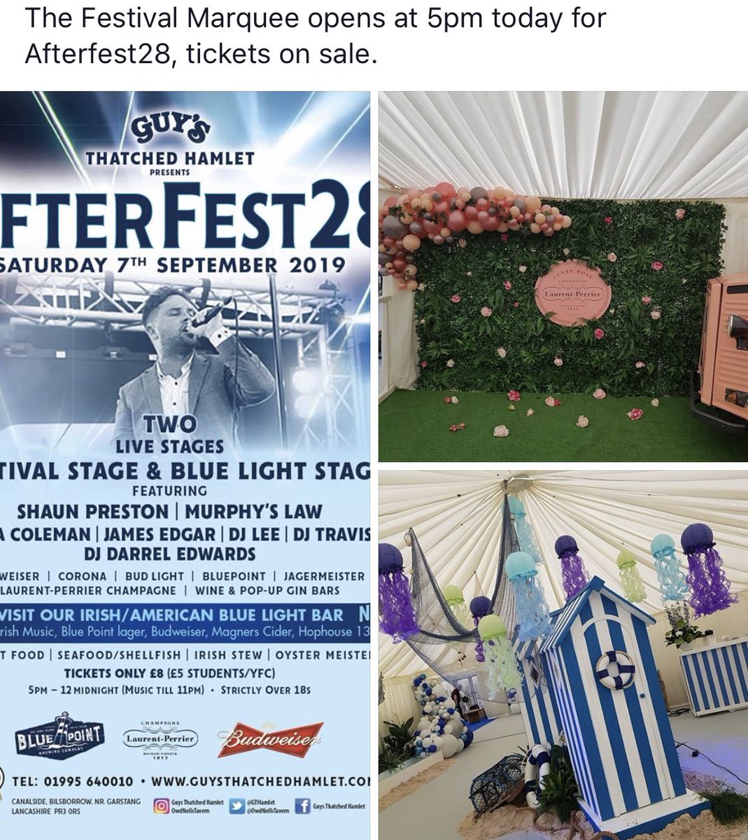 OwdNellsTavern's tweet photo. Our #oysterfestival #afterfest marquee opens at 5pm tonight!!! Two live music stages, three bars, streetfood all for £8 (£5 Students & @YoungFarmers ) @GTHamlet @ChampagneLPUK @StellaArtoisUK @BudweiserUK @VisitLancashire @DiscoverWyre https://t.co/4ZUgfdNZZu