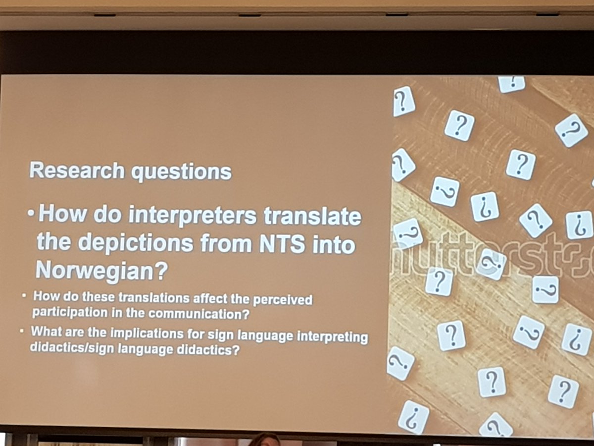 AIIC_SLN's tweet image. Next at #efsli2019 @VibekeBo presenting on early findings of her PhD research. "We use several resources when languaging, regardless of modality. Is is important for us as #1intSL to know what these are in order to use it in our interpretation." #letshaveafika #1ntSL @aiiconline