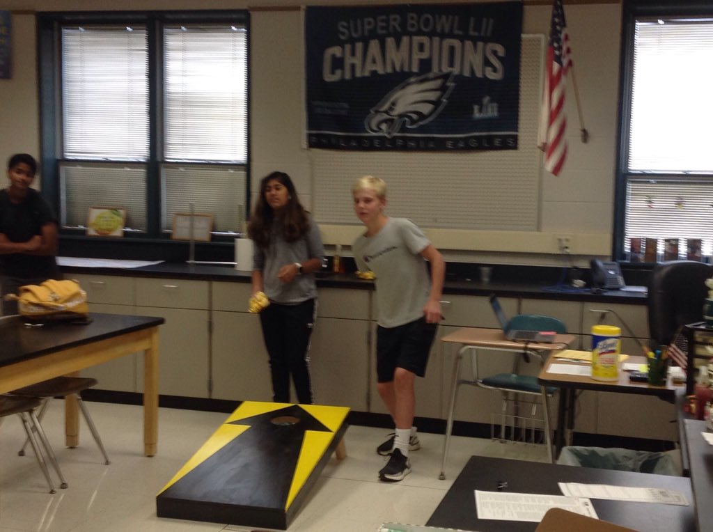 swisherscience's tweet photo. Some friendly cornhole on a Friday. Making connections! #LionNation @DASD_LMS https://t.co/5YDGrieZpL