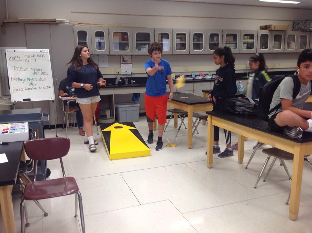 Some friendly cornhole on a Friday. Making connections! #LionNation <a href="/DASD_LMS/">Lionville Middle School</a>