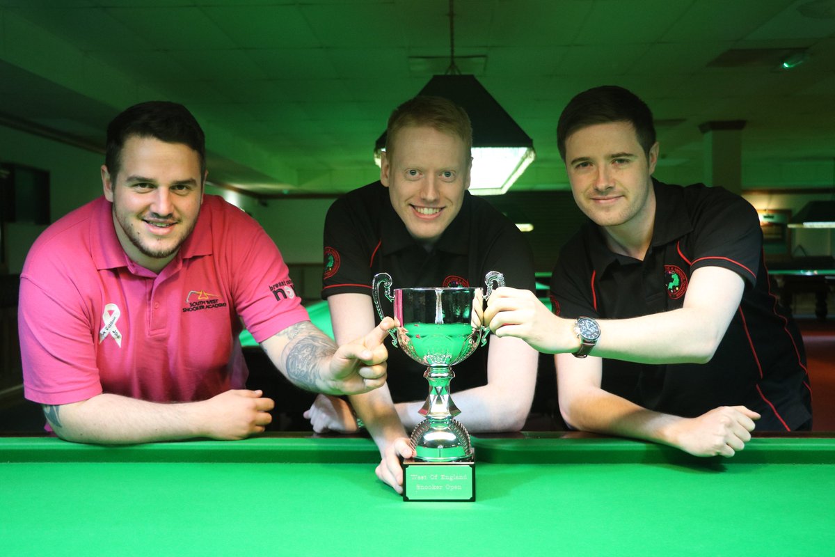 WEBSF_UK's tweet photo. 🏆 TROPHY | We're happy to reveal the new perpetual West of England Snooker Open trophy today.

Here are past winners Tom Kevern (left, 2013), Dale Branton (right, 2017) and defending champion Ryan Mears. https://t.co/Bn94pTsZcj