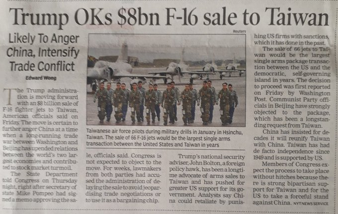 73 #YeBhaaratKePatrakaarChina is confused - Trump is selling F-16s to Taiwan, but Times of India is showing photos of Mirage 2000s!Ye ho kya raha hai bhai?