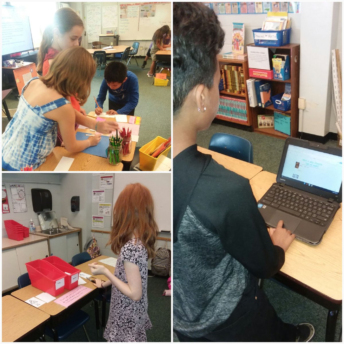 MsHowards5th's tweet photo. "What size shoe do you wear?" #JonesFabulousFourth #Math students answer paper and digital survey questions created by their peers. Collaborating, getting  to know ourselves and our classmates.  #NoPlaceLikeJones #TheACSway https://t.co/2PkgaEnX3Q