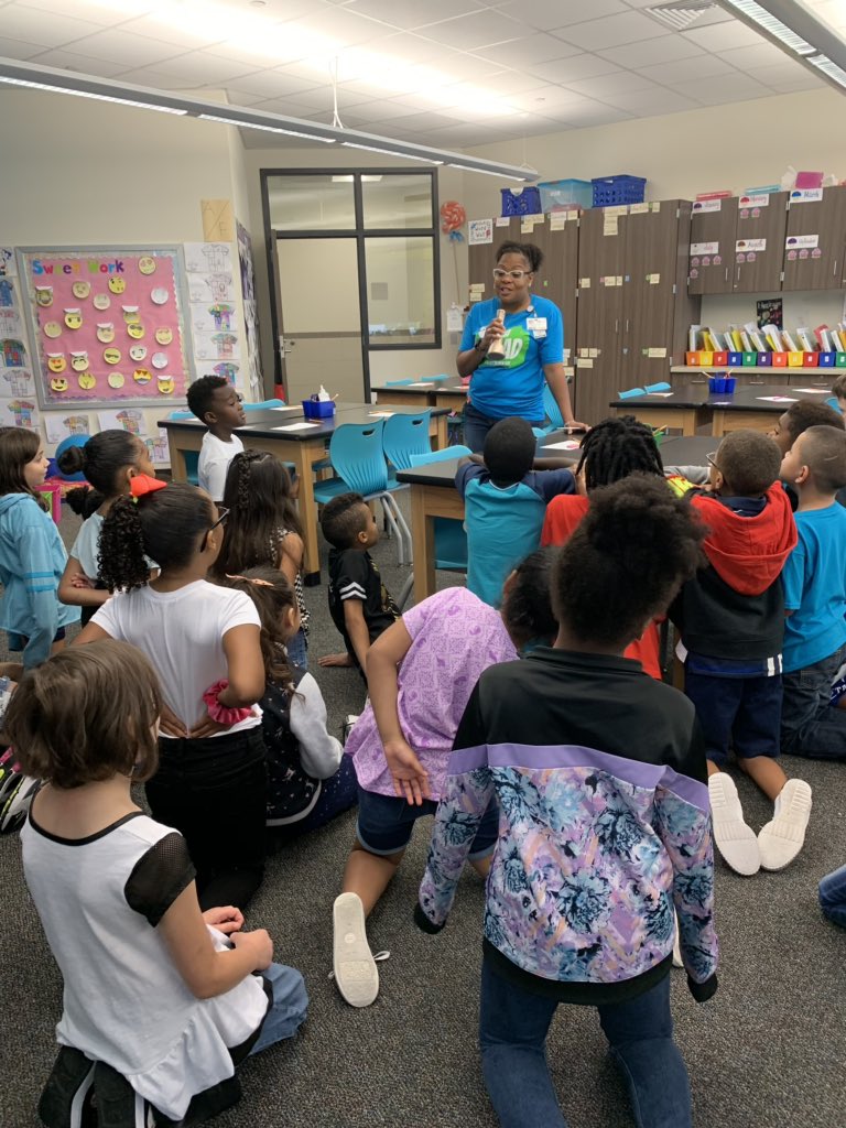 Our Cubs absolutely love when an administrator is in the room. Thank you @CorinnaFerrier for stopping by for #morningmeeting. They couldn’t stop talking about how you are just like them. #relatable #realworldexamples @HumbleISD_RCE #cubcommUNITY See you next time!!!