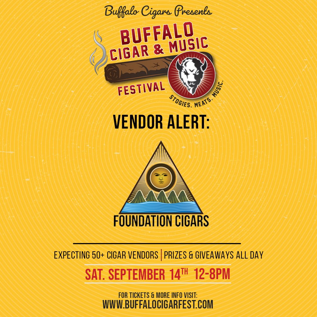buffcigarfest's tweet photo. New Vendor Alert! @FoundationCigar Company will attending #BuffaloCigarFest! 
Foundation Cigar Company is dedicated to quality, consistency, balance, flavor, and building brands with heart and soul.
Make sure you visit their booth! The festival is next week! Don't miss out! https://t.co/hFqf1WcpWD