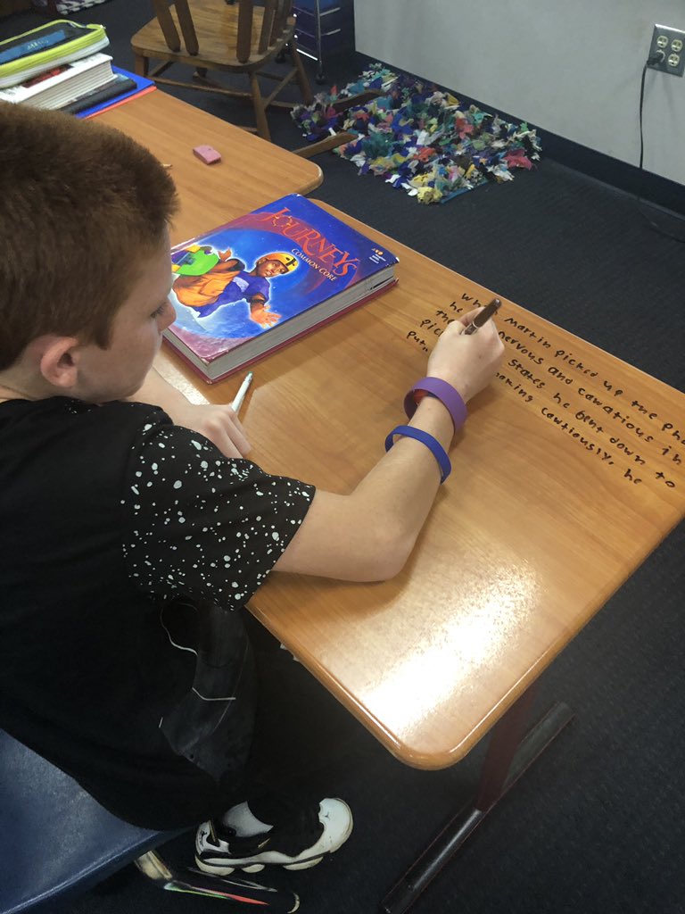 MrsRLoves2Teach's tweet photo. Yes Ma’am practice on our desks, and word study practice using @google Translate. Just another week in 6th grade ELA! @SD_Eagles. #DecaturProud https://t.co/xPVT3Q3Xok