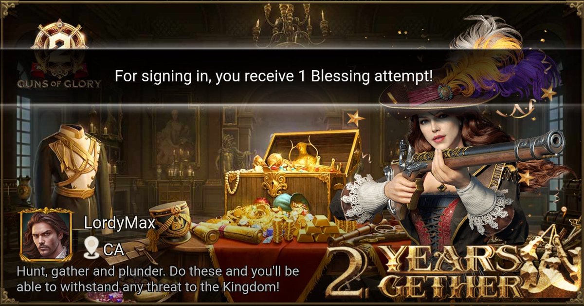 MaxleBill's tweet image. [Hot Event] Celebrate 2nd Anniversary with Guns of Glory! gog-news.kingsgroupgames.com/api/gog2ths/th…