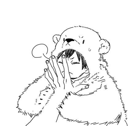 及川さんの手が大きいことに納得いかないシロクマ。 