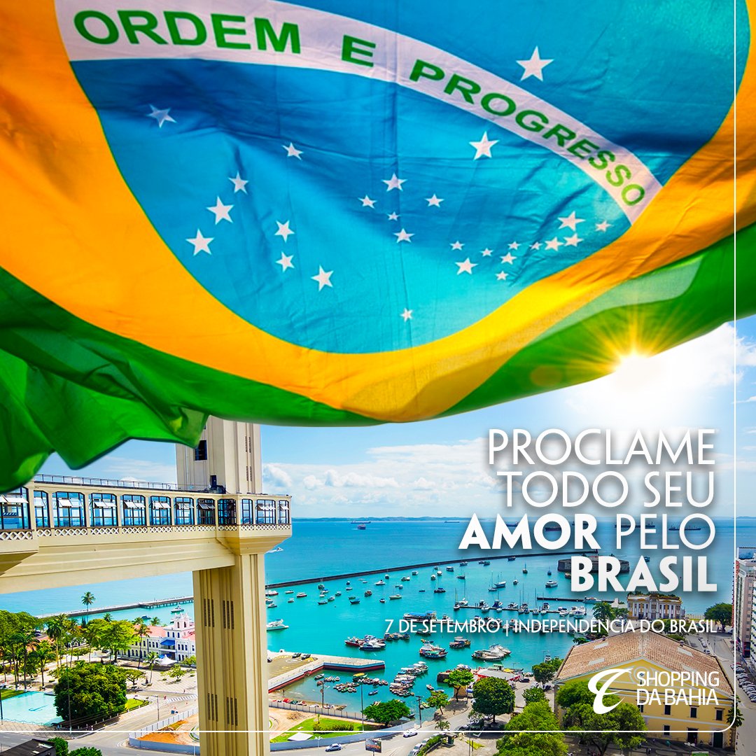 Neste dia 7 nossos corações se enchem de orgulho pela pátria. Não é por acaso. Foi na Bahia onde o Brasil nasceu. Onde a independência se consolidou. Mais do que nunca, hoje todos somos brasileiros. 🇧🇷 Viva o Brasil!❤

#7DeSetembro #IndependênciaDoBrasil #ShoppingDoBrasil