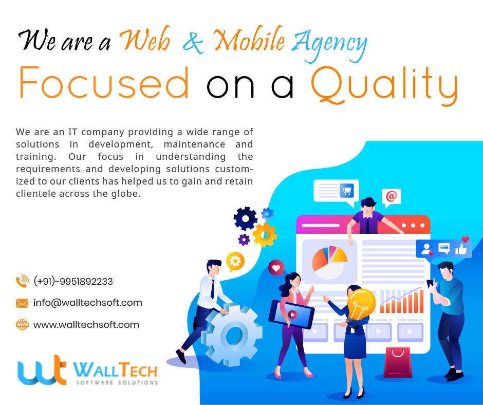 WallTechSoft's tweet image. We are an IT company providing a wide range of solutions in development, maintenance, and training. Our focus on understanding the requirements.
Call Us
(+91) 9951812233
Mail Us
info@walltechsoft.com
#mobile_app_development_services #web_and_mobile_app_development_services