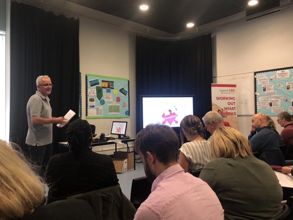 teacherhead's tweet photo. Brilliant talk from @johntomsett - about the culture and systems needed to make 112 teachers become evidence-informed deliberate practitioners. It’s non-negotiable: everyone has to be actively seeking to improve their practice. Everyone has an inquiry question. #rEd19 https://t.co/qbMcySFv2c