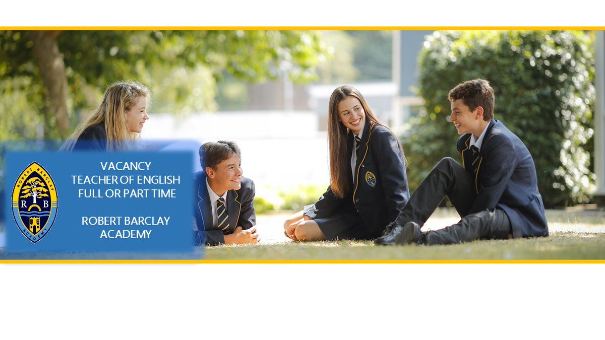 Vacancy Alert!
Join <a href="/RBAcad/">Robert Barclay Academy (RBA)</a> English Department!
We are looking for a creative and inspiring English teacher to join our professional and friendly team. Full or part time considered. 
Closing date: 16th September 2019
More info: teachinherts.com/find-a-job/vie…
scholarseducationtrust.co.uk/391/vacancies