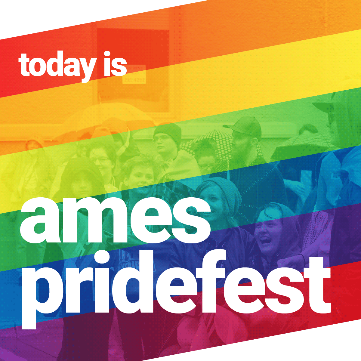 PrideAmes's tweet photo. This is not a drill! Join us downtown today for the largest LGBTQIA+ event in Ames! #AmesPride #pride2019 https://t.co/n8nRoOH2a7