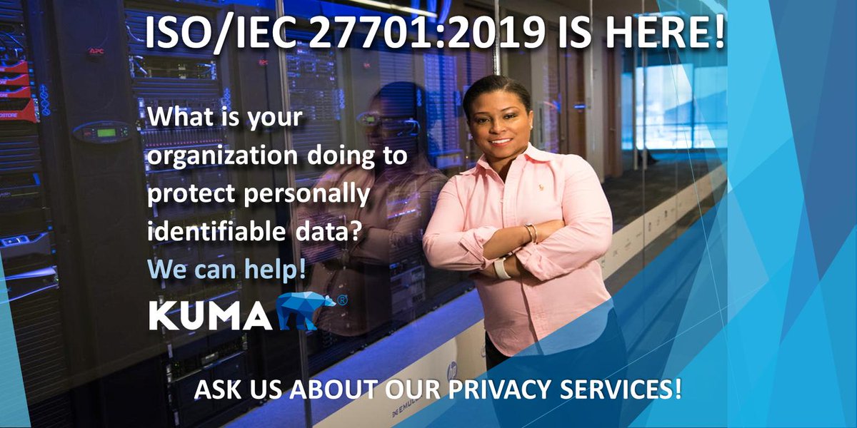 KUMA_LLC's tweet photo. Privacy is paramount, and in our latest blog post, our #Privacy team shares a high-level view of ISO 27701 incl an overview of the need for orgs to establish a Privacy Information Management System (#PIMS). https://t.co/gALmD6JYb2 Contact us today! #pii #piidata #ISO #security https://t.co/am3nzy9jWL