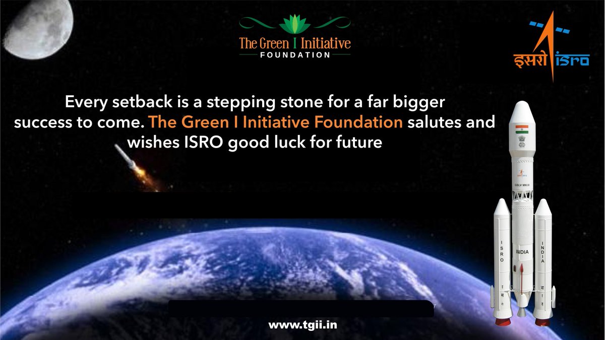 tgiif2009's tweet photo. The Green I Initiative Foundation salutes and wishes ISRO good luck for future.

https://t.co/yMdKwtoHjv

#india #isro #chandrayaan2 #moon #space #science #astronomy #vikram #earth #greenindia #tgii https://t.co/1MVlrVUpJo