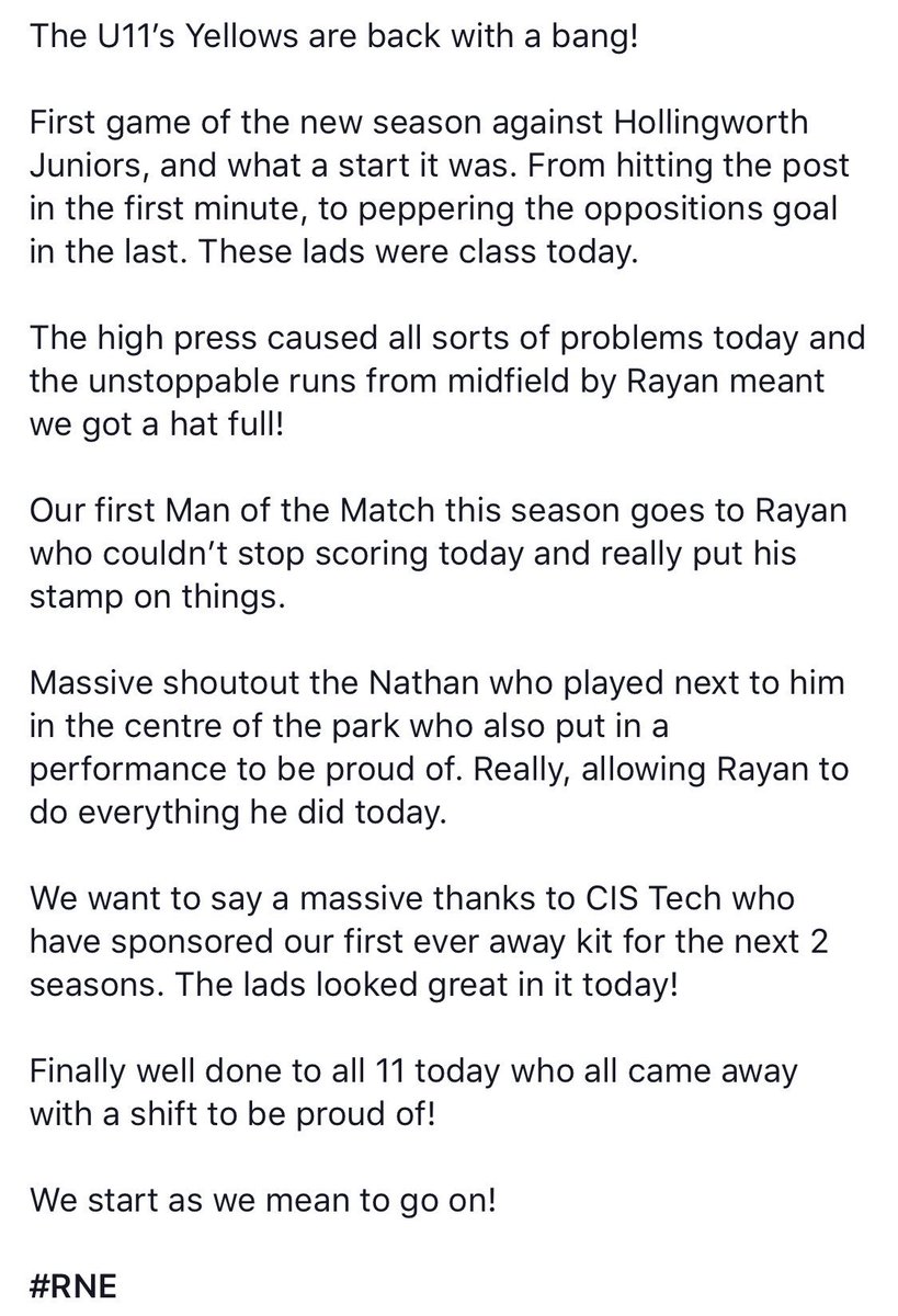 Reddish North End U13 Yellows tweet media