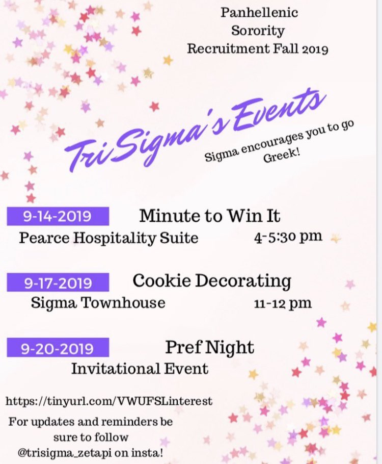 TriSigma_ZetaPi's tweet photo. Interested in going Greek this fall here is some of our events ✨ https://t.co/SCQhuEMd5D