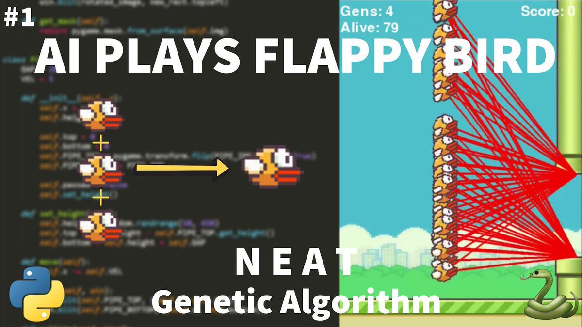 Code4Learn's tweet image. كورس برمجه لعبه flappy bird ببايثون و PyGame ولكن بآضافه AI ذكاء صناعي بيمكن اللعبه من لعب نفسها والتعلم من كل مره تلعب
#محمودـاحمد
#code4learn
youtube.com/playlist?list=…