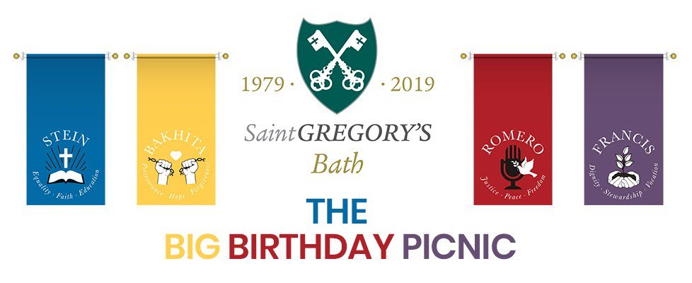 StGregorysBATH's tweet photo. As part of our Anniversary celebrations we are relaunching the House system. Students have worked hard on the redesign and rationale for their choices and we are delighted to announce them as Bakhita, Francis, Romero and Stein. https://t.co/syLmRFK22O https://t.co/ldfwgIVG7u