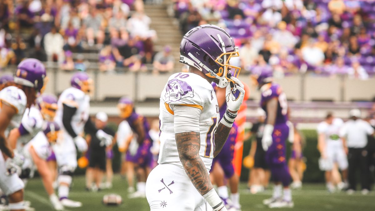 Ready the Pirates ☠️
A new era has begun 
Wear your colors 💜
Game day in #DFS is back 🏈

#GoPirates, beat Gardner-Webb!

#PackDFS 🏟 | 📷: <a href="/sbe5/">savanna</a>