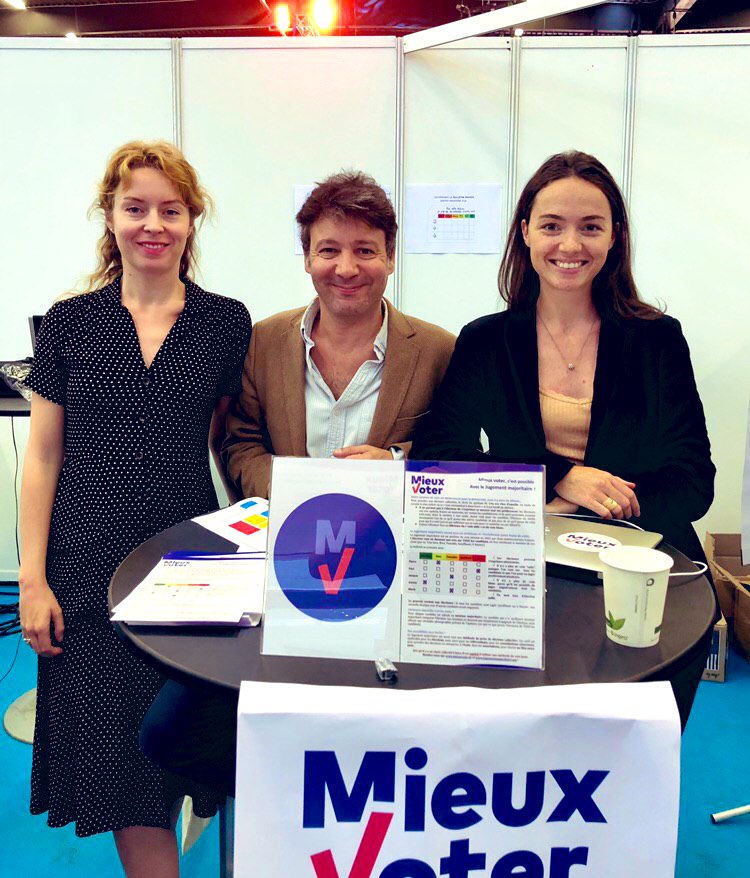 mieux_voter's tweet image. Aujourd’hui, mieux voter était invité aux universités d’été de @enmarchefr pour présenter les avantages démocratiques du #JugementMajoritaire.