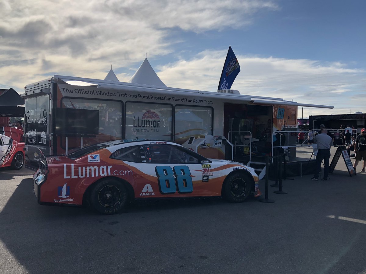 llumarfilms's tweet image. The LLumar Mobile Experience is out @IMS Stop by and see @AlexBowman88’s No. 88 LLumar Chevrolet Camaro ZL1, year your driving skills in our #NASCAR simulator and learn about the benefits of LLumar. #LLumar88