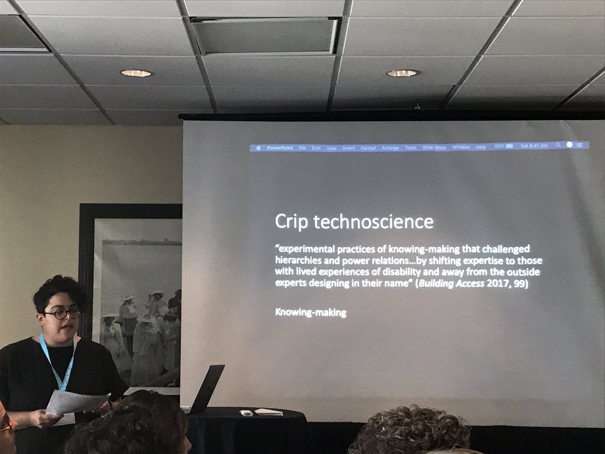 mesahinol's tweet image. So happy to be #4S2019 @AimiHamraie is talking about #CripTechnoscience as experimental practices as knowing making...  #criticaldesign