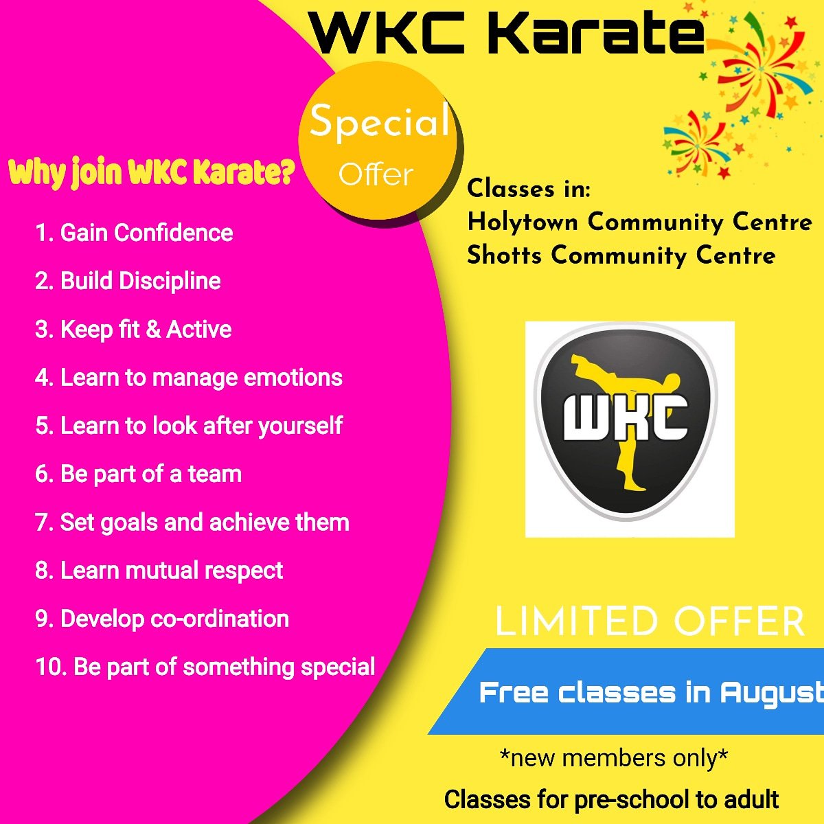 KarateWkc's tweet photo. Come along and begin your child's karate journey. So many benefits to karate not just self defense. https://t.co/pkoj5pGYTF