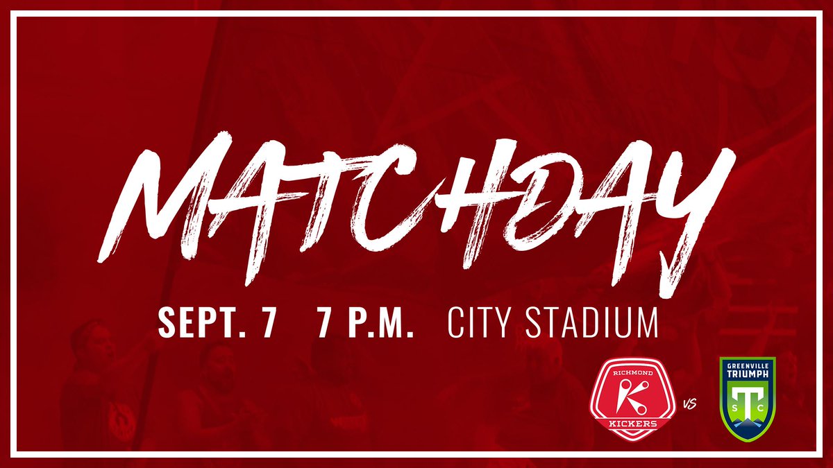 MATCHDAY IN #RVA! 

🍎🎉 Cider Fest starts at 5:30 p.m.
🍎🍺 Happy Hour and a Half (5:30-7 p.m.)
🍎🆚 <a href="/GVLTriumph/">Greenville Triumph SC</a> 

🍎🏟<a href="/CityStadium_RVA/">City Stadium</a>
 
🍎⏰ 7 p.m.
🍎🎟 bit.ly/2kAiN9x
🍎💻 ESPN+ (but it's better at City Stadium)

#RVAisRed | #StandUpForRichmond | #RICvGVL