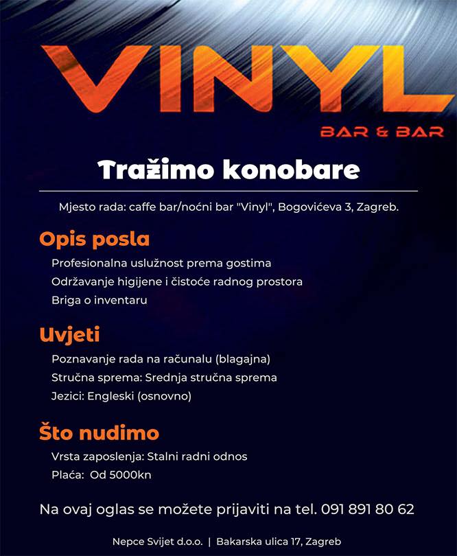 Možda baš tebe čeka mjesto u Vinyl timu!