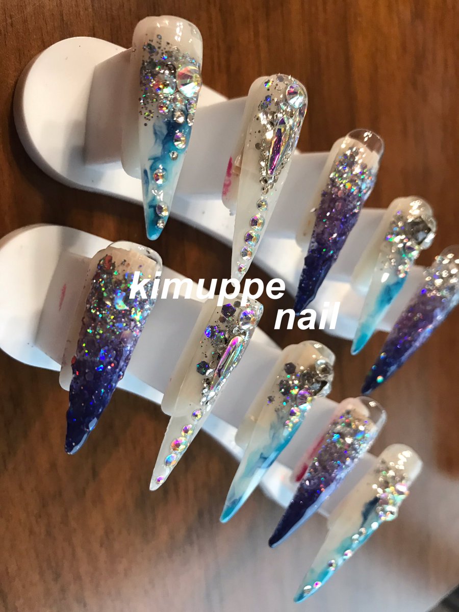 青ネイルチップ