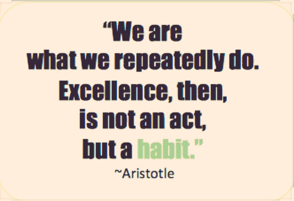 HealthPro100's tweet image. We are what we repeatedly do. Excellence, then, is not an act but a habit. Aristotle #QOTD