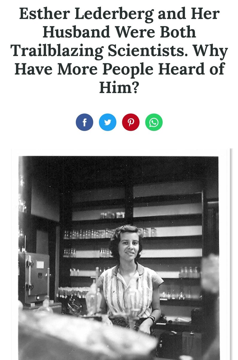 In 1958, Esther Lederberg was invited to a ceremony in Sweden, not as a bacterial geneticist but as a wifeAlongside other spouses, she will look on while three men—her first husband, her mentor and another research partner—are jointly awarded the Nobel Prize, for work she did