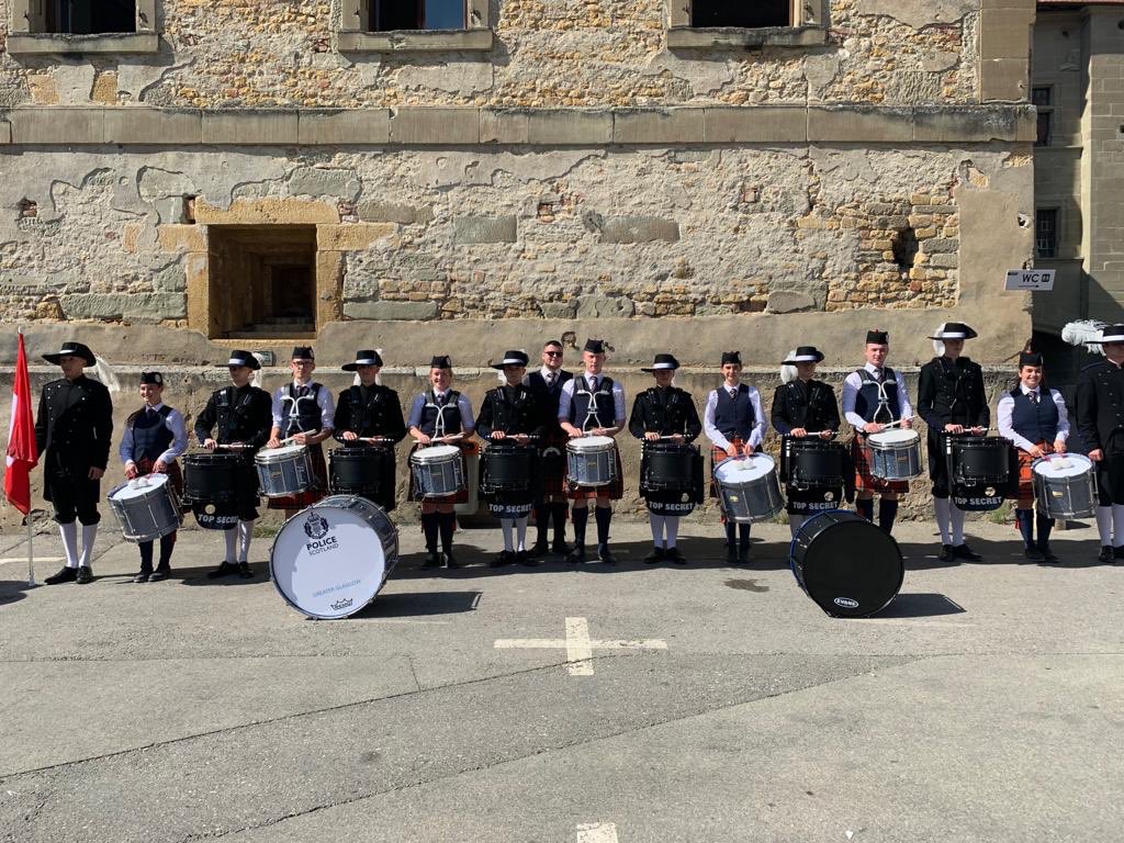 Police Scotland & Federation Pipe Band (@gpolpb) on Twitter photo <a href="/GPolPB/">Police Scotland & Federation Pipe Band</a> and <a href="/tsdcofficial/">TopSecretDrumCorps</a> drummers at Avenches Tattoo, Switzerland...anyone for a fanfare?!
#tsdc #gpol #avenchestattoo <a href="/GPolPB/">Police Scotland & Federation Pipe Band</a> and <a href="/tsdcofficial/">TopSecretDrumCorps</a> drummers at Avenches Tattoo, Switzerland...anyone for a fanfare?!
#tsdc #gpol #avenchestattoo