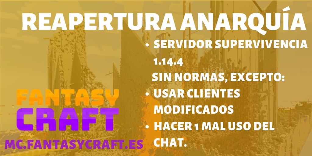 FantasyCraftMS's tweet photo. ¡Ya hemos abierto #PracticePvP, pero tenemos otra buena noticia! Hemos reabierto la modalidad de #Anarquia en nuestro servidor.
➡️Web: https://t.co/gOSu0NUUQa
➡️IP: https://t.co/UUJYJIIbRK
➡️Tienda: https://t.co/7A5j8piaCt
➡️Discord: https://t.co/Ss3TroIVYa https://t.co/5QvIVTzF5t