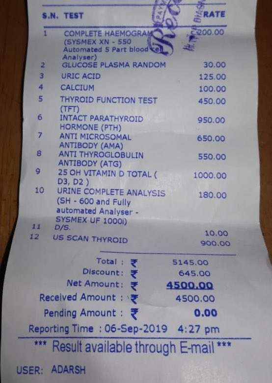 ajumathew_'s tweet image. Rs 3450 of the total Rs 4500 is useless investigations. Tests ordered by homeopath. #lowvalue care Meanwhile I try to save every rupee I can for her.
