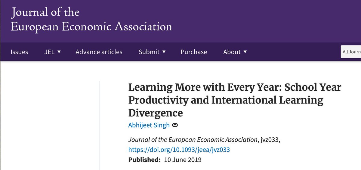 #Vietnamese students perform better than those from other #developing countries thanks to greater school year productivity as disclosed by Abhijeet Singh 
<a href="/singhabhi/">Abhijeet Singh</a> an economist at <a href="/handels_sse/">Stockholm School of Economics</a> in <a href="/JEEA_News/">JEEA</a> publication using Young Lives data @yloxfordby
doi.org/10.1093/jeea/j…