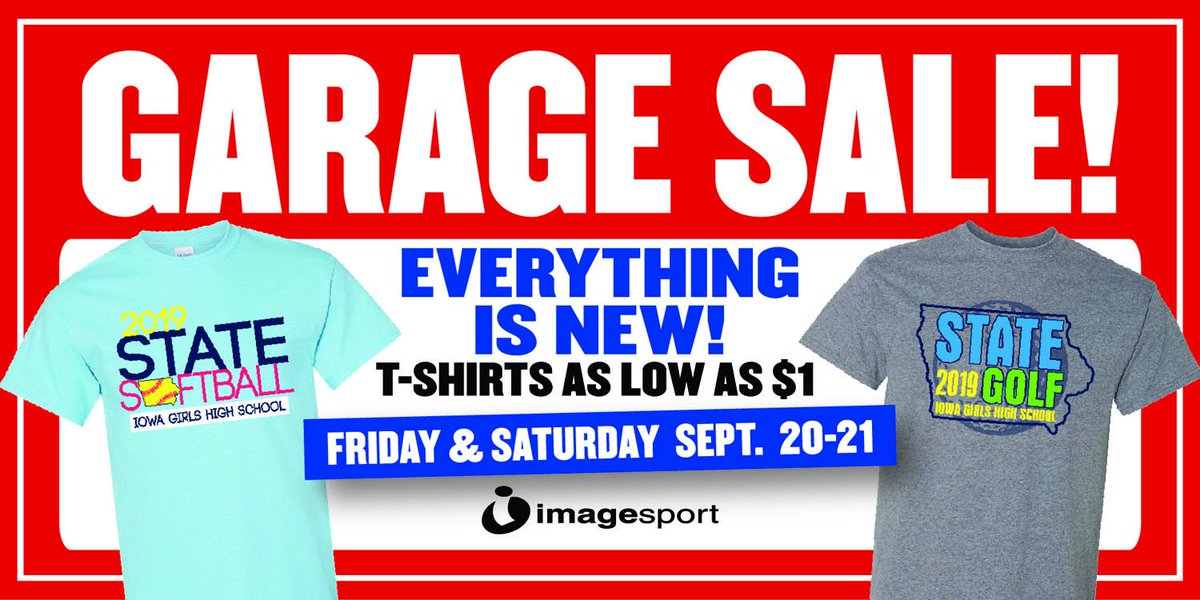 ImageSportUSA's tweet photo. EVERYTHING NEEDS TO GO! All NEW Sports Apparel for sale. Come in to get your stylish shirts at these amazing prices! T-Shirts are as low as $1.00.

Friday: 7am-7pm
Saturday: 7am-1pm

Located East off of Alice’s Road in Waukee.
1115 SE Westbrook DR. Waukee, IA 50263 https://t.co/YnxM0jbx39