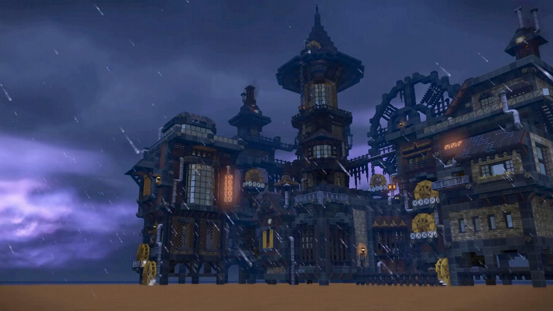 تويتر 9106 على تويتر 開拓島にスチームパンクっぽい城を作りました 中は民家群です Dqb2 Dqb2mybuild T Co nqqhocu3