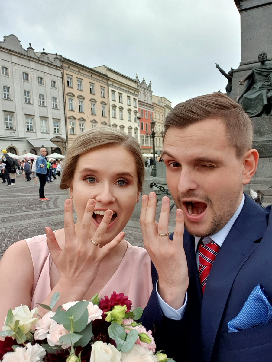 Me and my wife showing our wedding rings