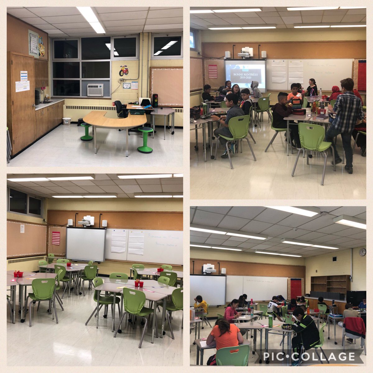 BenabidRym's tweet photo. Un aperçu d’avant et d’après de l’aménagement de la classe. Cette année l’accent sera mis sur l’aménagement flexible et l’intégration de la technologie. 
On avance doucement mais sûrement! @HOJE_csviamonde @AurianeSok https://t.co/6O57aL7U2I
