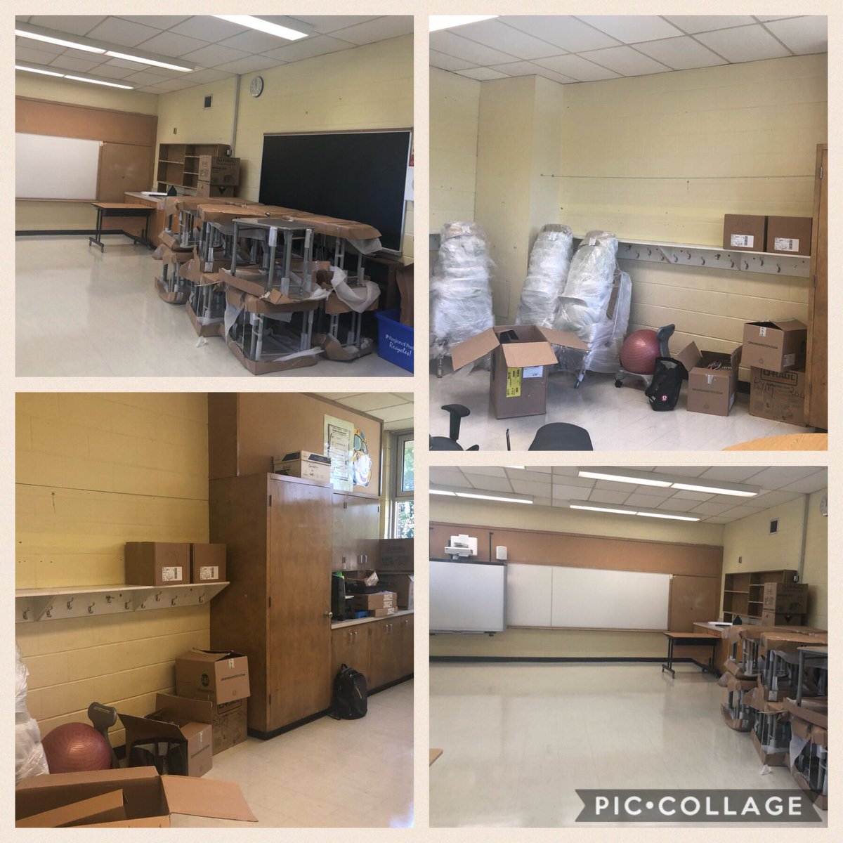 BenabidRym's tweet photo. Un aperçu d’avant et d’après de l’aménagement de la classe. Cette année l’accent sera mis sur l’aménagement flexible et l’intégration de la technologie. 
On avance doucement mais sûrement! @HOJE_csviamonde @AurianeSok https://t.co/6O57aL7U2I