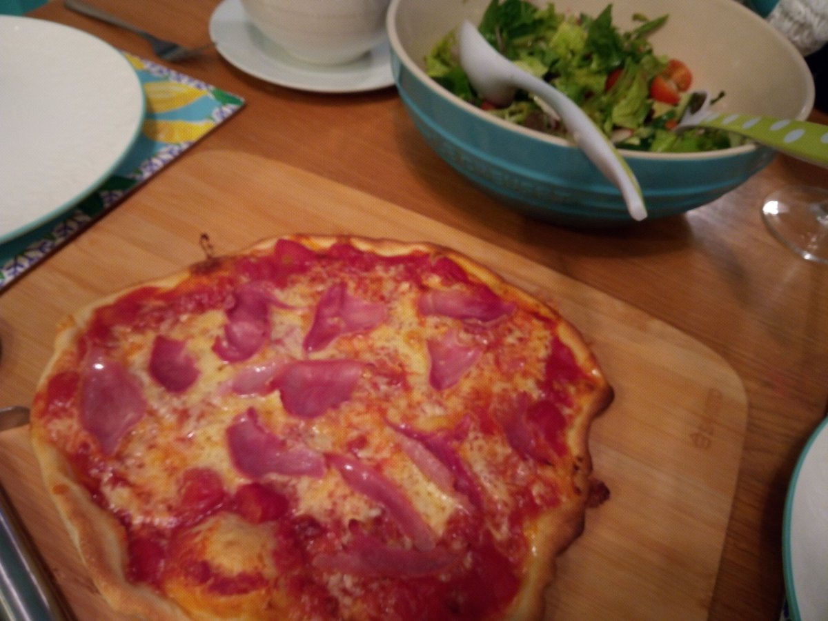 Clairewelshcook's tweet image. It's Saturday, so his turn to cook &amp;amp; grandson is staying, so #cookedfromscratch pizza #organic.