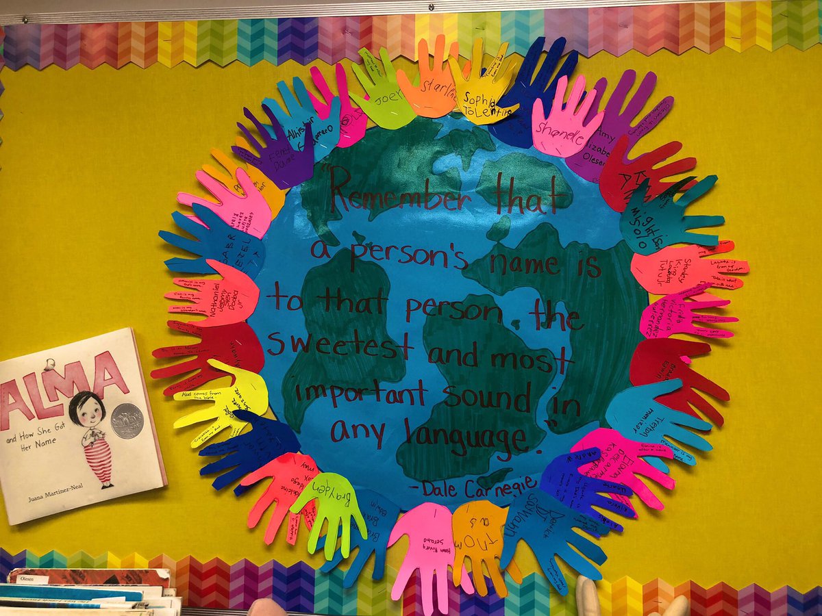 AmyOlesen_ELL's tweet photo. “Remember that a person’s name is to that person the sweetest and most important sound in any language.” -Dale Carneige Loved hearing the stories of my students’ names. #sepESOL #saythemcorrectly #AlmaAndHowSheGotHerName https://t.co/02DaAdvk1z