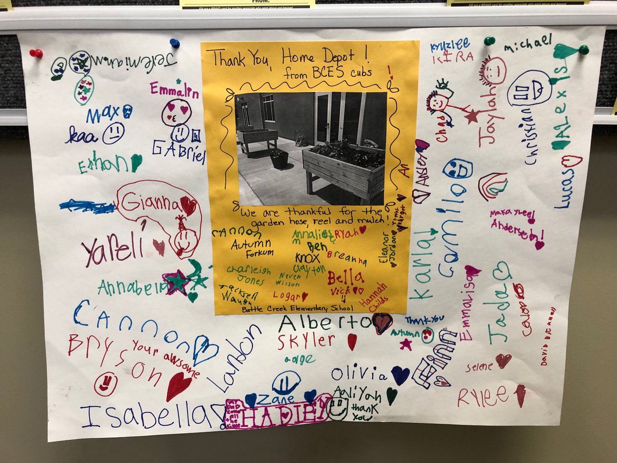 We helped out ⁦<a href="/BattleCreekElem/">Battle Creek Elementary</a>⁩ w a project and they sent us an awesome thank you note!!  ⁦<a href="/HomeDepotMike/">Mike Brown</a>⁩ ⁦<a href="/DepotMatt/">Matthew Shorr</a>⁩ ⁦<a href="/SheaKing75/">Shea King</a>⁩ ⁦@njr2408⁩