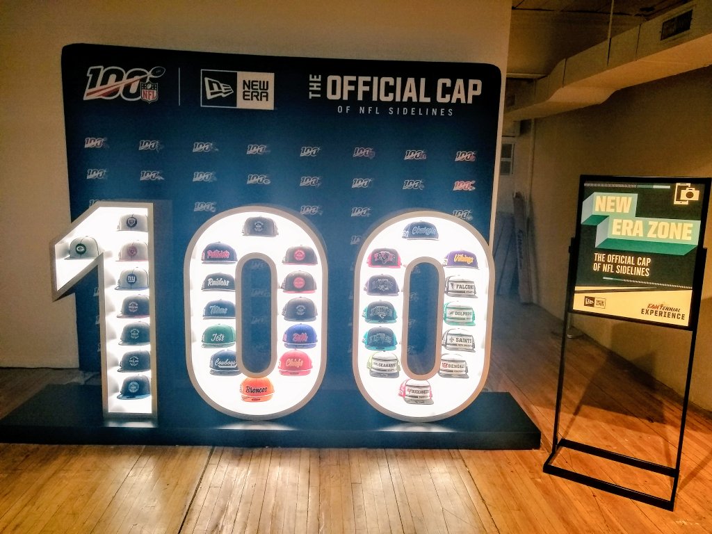NewEraCanada's tweet photo. Come check out the NE x NFL 100 wall at the @NFLCanada Fantennial event this weekend in Toronto! 639 Queen St W. Sat 9-5pm &amp; Sun 9:30-7:30pm. #NFL100Canada https://t.co/mp1p4koIYe