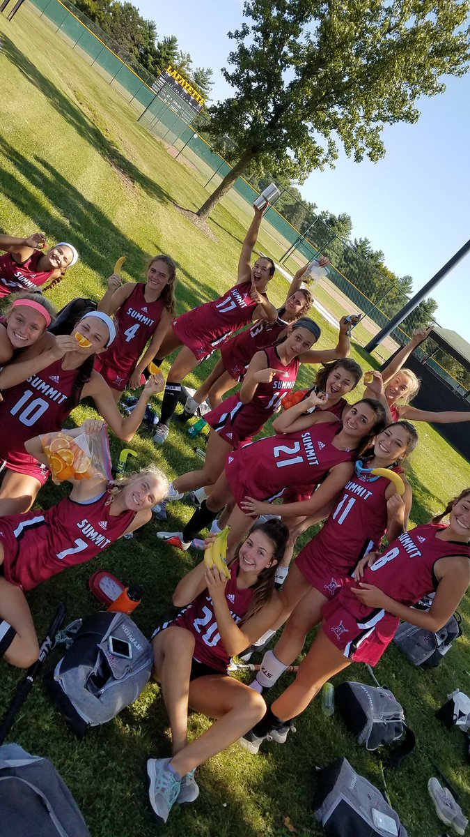 Celebrating a 1-0 win over Kirkwood with fruit! Playing in championship game vs Lafayette at 12:45.